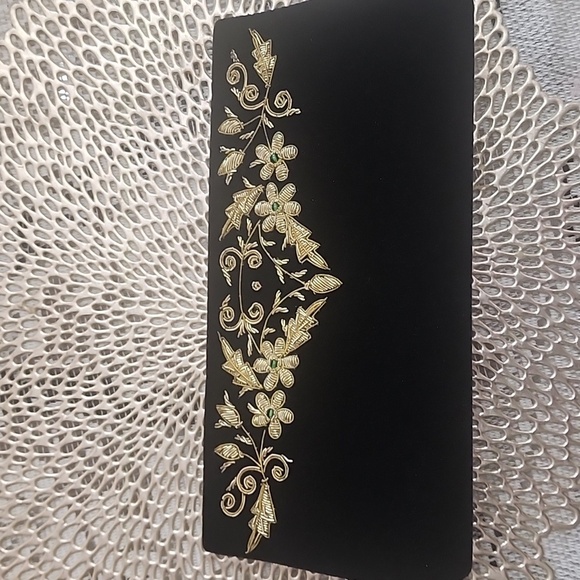 Evening Clutch ,velvet black Indian hand embroided